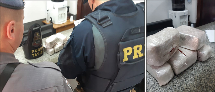 Com apoio da PRF, policiais militares durante Operação Interior Mais Seguro prenderam homem por uso de documento falso e mais de 1 kg de maconha