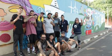 Artistas bragantinos grafitam muro da SABESP na Norte Sul