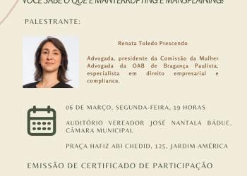 Escola do Parlamento e OAB promovem palestra sobre Machismo Estrutural