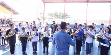 Fanfarra de Escola Estadual Roberto Alegretti ensaia durante as férias para apresentação de 7 de setembro     