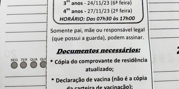 Com prazo apertado: Educação informa sobre rematrícula na rede municipal